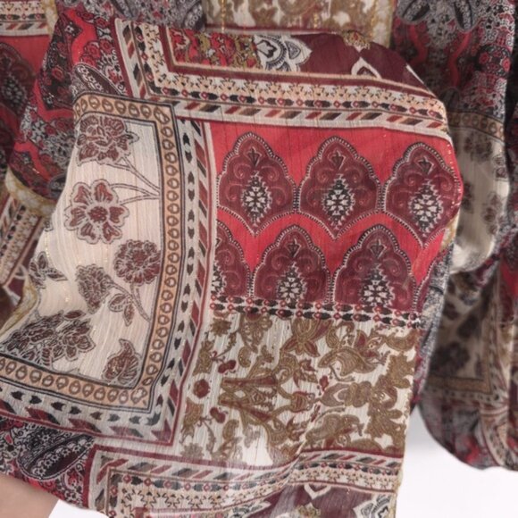 NWT HAVER‎ LONDON Chiffon Floral Button Down Shirt 2 Ways Untied Tied Size S/P - Picture 8 of 11